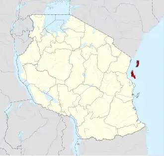 Location of Zanzibar within Tanzania