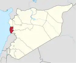 Map of Syria with Tartus highlighted