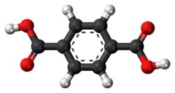 Ball-and-stick model of the terephthalic acid molecule