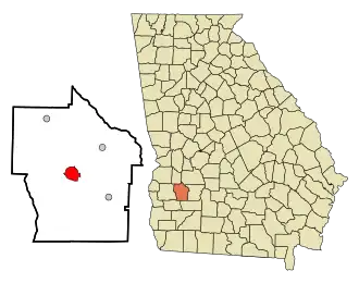 Location in Terrell County and the state of Georgia