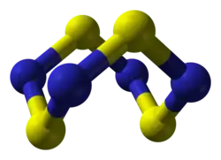 Ball and stick model of tetrasulfur tetranitride