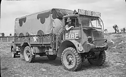 Black and white photograph of a truck