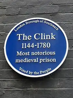 Blue plaque on the former prison site
