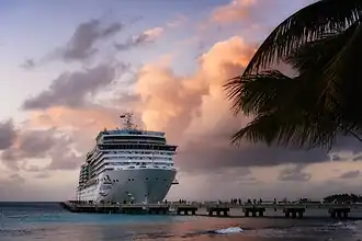 Costa Deliziosa at sunset at Grand Turk Island.