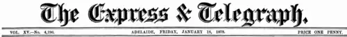 Masthead of The Express and Telegraph, 1878