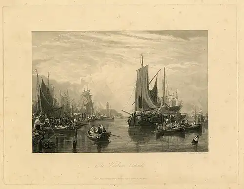 The Quay at Antwerp, engraving based on the painting by Augustus Wall Callcott