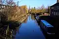View north along the Oxford Canal from Aristotle Bridge.