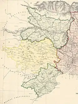 Santal Parganas district and its railway line as depicted in the 1872 map
