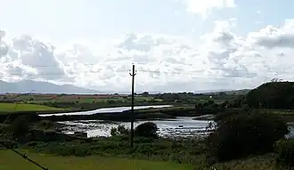 Looking towards Downpatrick, centre is the causeway for the track to Coney Island Halt