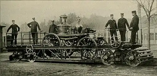 Wason built fire engine as street car for Springfield Fire Department