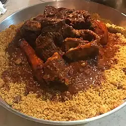 Thiere served with lamb and vegetables