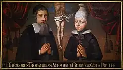 Portrait of Þórður Þorláksson and Guðríður Gísladóttir by an unknown artist circa 1697