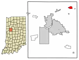 Location of Americus in Tippecanoe County, Indiana.