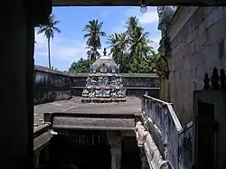 A shrine in the second precinct of the temple as seen from the hillock