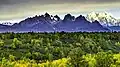 Tokosha Mountains viewed from the south viewpoint along Highway 3. Mts. Hunter/Stevens in upper right.