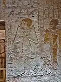 Depiction of Hetepheres II (left) and Meresankh III (right) on the north wall of the first room[8]