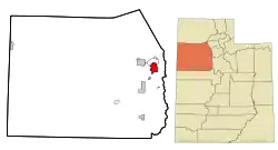 Location in Tooele County and the state of Utah