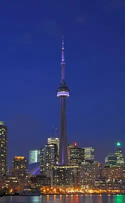 Image 2The CN Tower, located in downtown Toronto, Ontario, Canada, is a communications and observation tower standing 553.3 metres (1,815&nbsp;ft) tall.