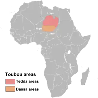 Map of the Toubou population in Africa