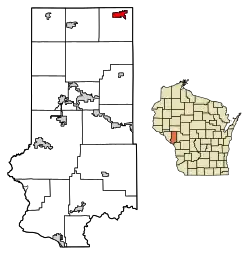 Location of Osseo in Trempealeau County, Wisconsin.
