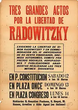 Poster advertising political demonstrations in three plazas of Buenos Aires