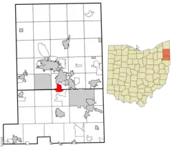 Location in Trumbull and Mahoning counties, Ohio