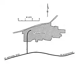A map illustrating the conceptual north–south route of I-359 from I-59 into the city of Tuscaloosa.