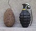 World War II era Mk2 grenade in restoration recovered in Rio de Janeiro, Brazil in 2013