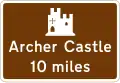 Historic castle tourist attraction 10&nbsp;mi (16&nbsp;km) ahead