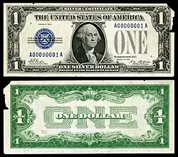 $1 Silver Certificate, Series 1928, Fr.1600, depicting George Washington