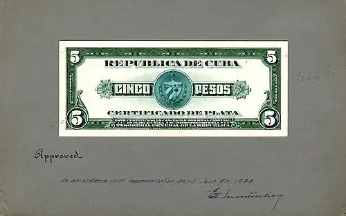 US-BEP-República de Cuba (progress proof) five silver pesos, 1930s (CUB-70-reverse).jpg