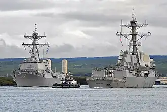 Michael Murphy and USS&nbsp;Gridley&nbsp;(DDG-101) on 28 January 2013