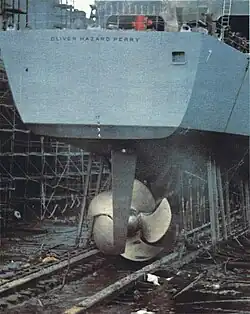 Aft view of Oliver Hazard Perry in 1976