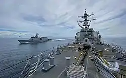 USS Russell (DDG-59) with INS Sumitra during a passex exercise