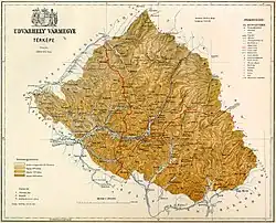 Map of Udvarhely county in the Kingdom of Hungary