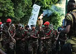 Soldiers of Tanzania People's Defence Force with Uhuru Torch