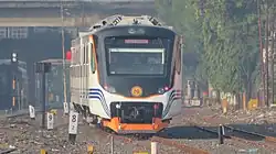 An 8000 class train during its test run in Indonesia in July 2019.