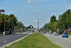 Połczyńska Street, near the intersection with Sochaczewska Street, in 2018.