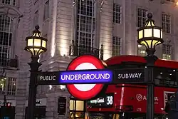 Close up of sign at night