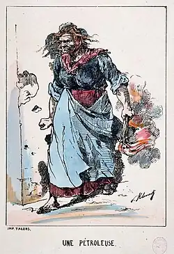 Une pétroleuse. Lithograph by Paul Klenck, Musée Carnavalet, Paris.
