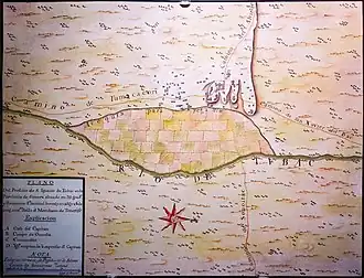 18th century map of Tubac and surroundings