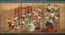 Room 90 - Courtesans of the Tamaya House, attributed to Utagawa Toyoharu, screen painting; Japan, Edo period, late 1770s or early 1780s AD