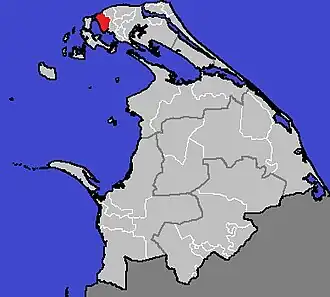 Map of Northern Province (Sri Lanka) with Valikamam West Highlighted (Red)