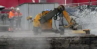 Removal of concrete via hydrodemolition in Ystad, Sweden