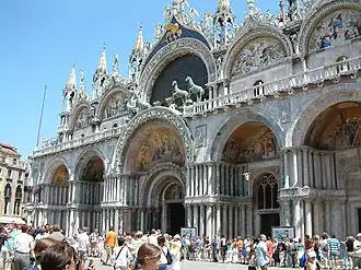 façade of St Mark's Basilica, replicas