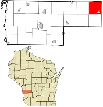 Location in Vernon County and the state of Wisconsin