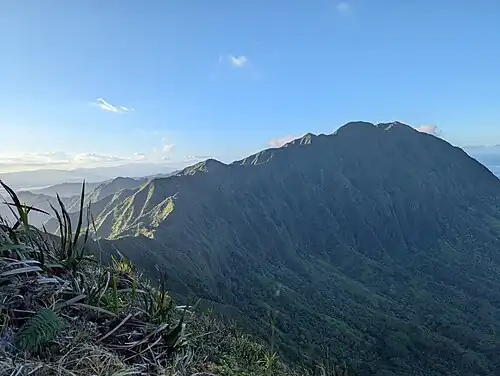 View of Konahuanui from near the summit of Awawaloa (view as a 360° interactive panorama)