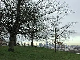 View of the City of London (right) and The Shard (left) from Greenwich Park
