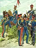 Red double-wide lampasses of the Wuerttemberg 3rd Kavalery-Regiment, 1825.