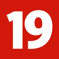 A red square with "19" in white text.